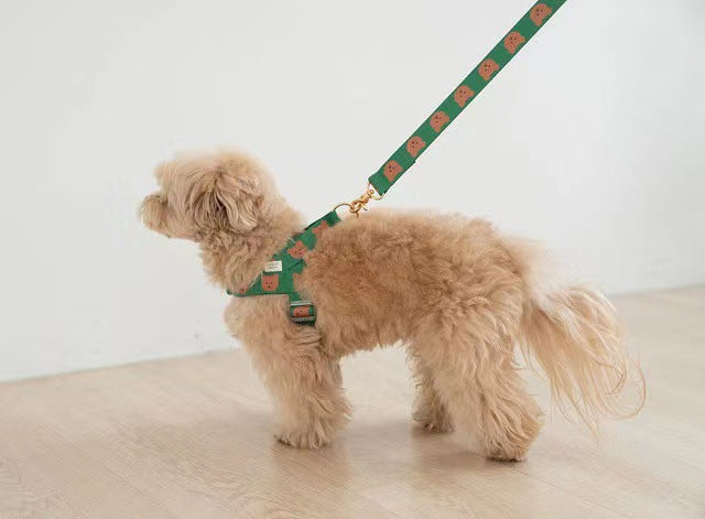 Nylon Dog Harness Adjustable Bear Pattern Lightweight 6