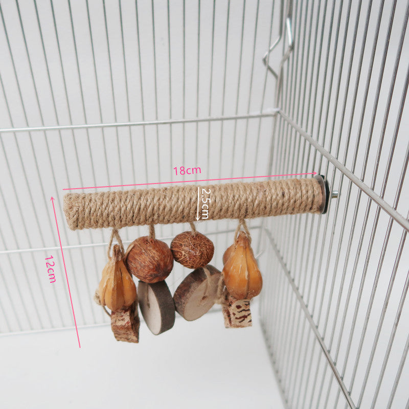 Wooden Parrot Chew Toy Hemp Rope Weaving Stand Stick 2