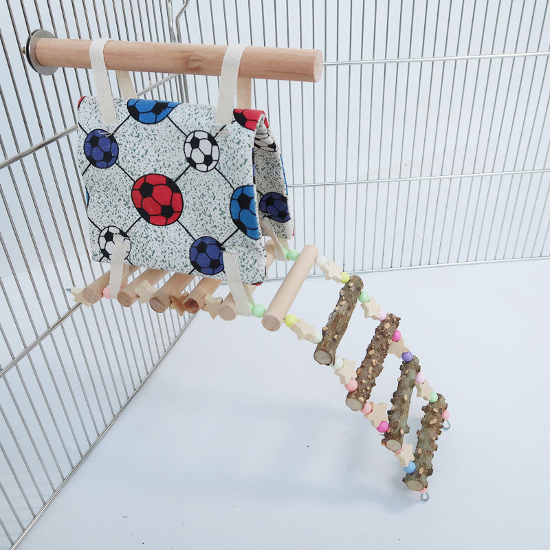 Canvas Bird Nest Ladder Wooden Cotton Climbing Toy for Parrots 3