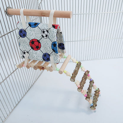 Canvas Bird Nest Ladder Wooden Cotton Climbing Toy for Parrots 3