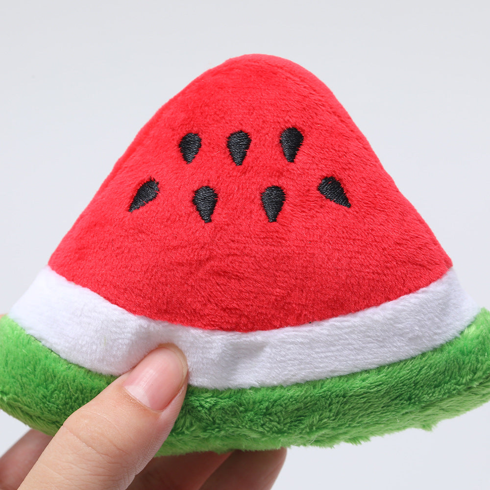 Triangle Watermelon Squeaky Plush Dog Toy Soft 12x8.5cm 3
