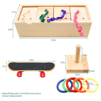 Wooden Parrot Foraging Toy Assembled Set 3 Pack 3