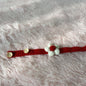 Hand Knitting Yarn Dog Collar with Flower Decoration Adjustable 7