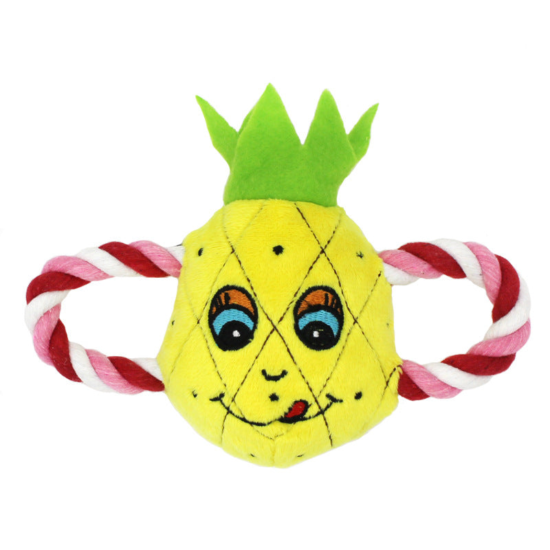 Plush Dog Toy Fruit Shape with Cotton Filling and Rope Handle 7