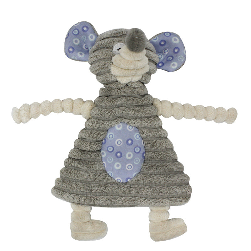 Corduroy Plush Rabbit and Mouse Dog Toy 21.5 x 14cm 3