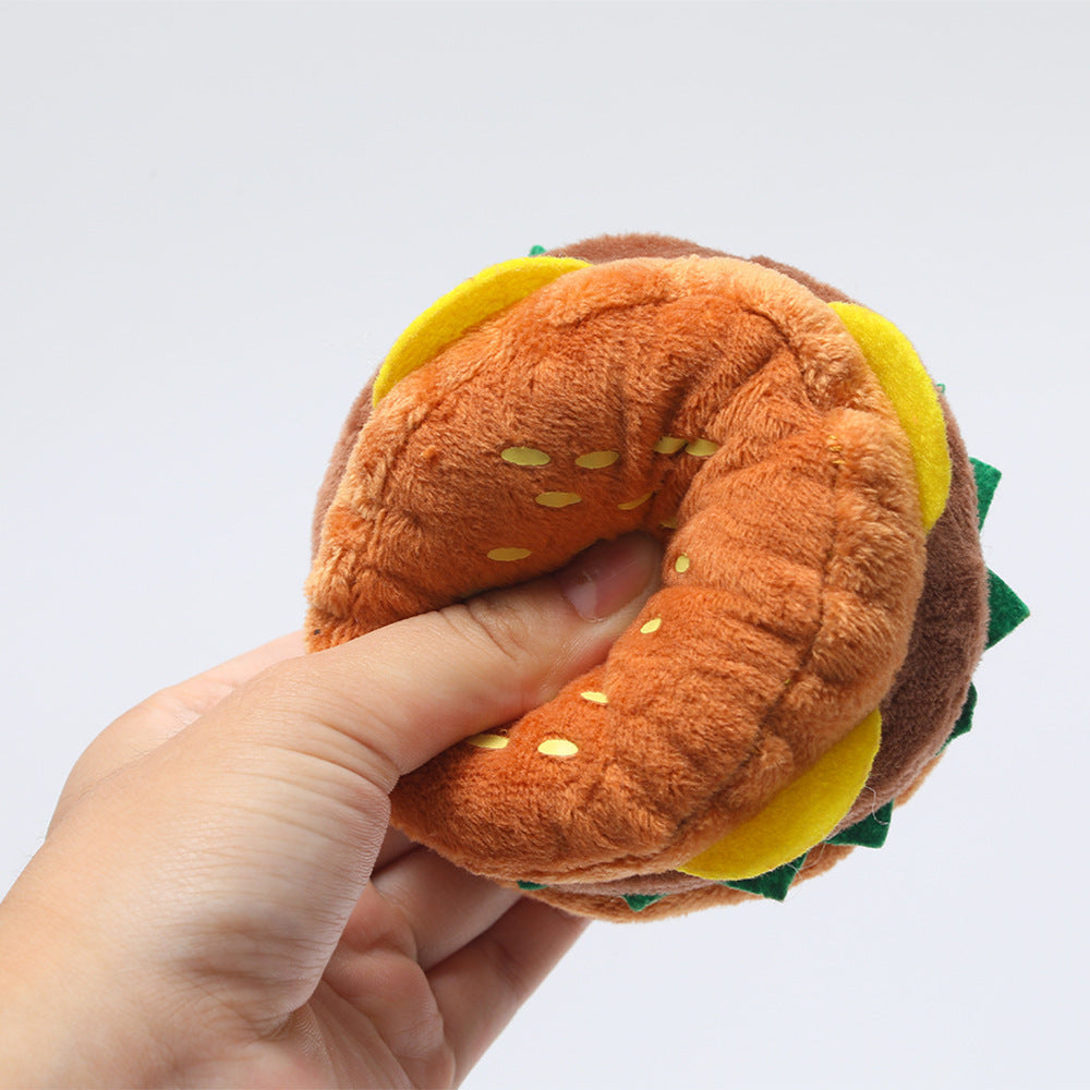 Plush Dog Toy Hamburger Molar Soft Chew Toy 9.5x8.5cm 4