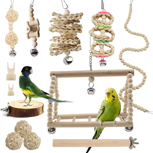 Wooden Parrot Chew Toy Stand Rod Autumn 13 Pack