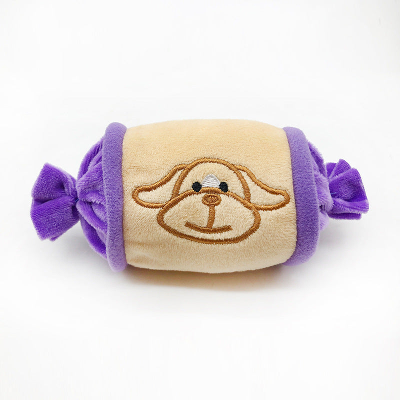 Plush Dog Chew Toy Candy Shape Soft Squeaky 17x7cm 6