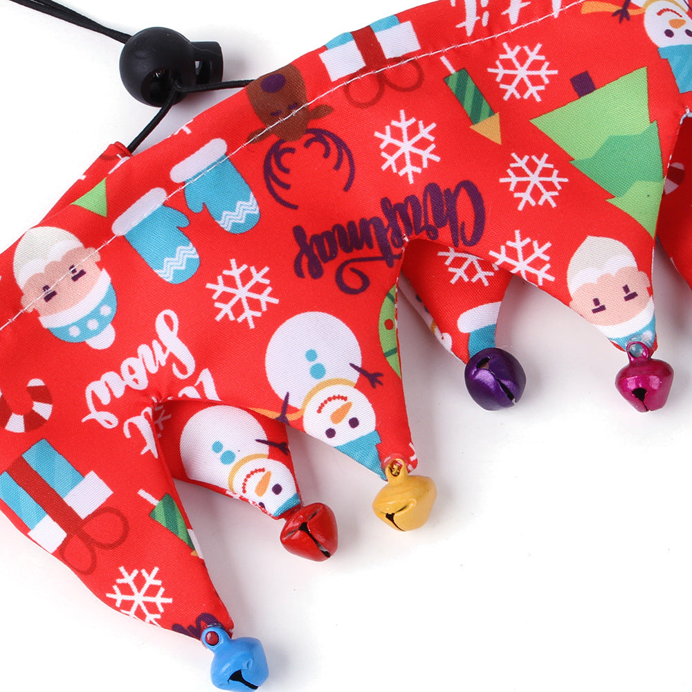 Cloth Dog Bandana Christmas Scarf with Bells Festive Accessory 3