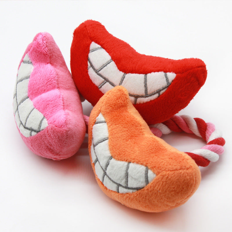 Plush Teeth Dog Toy with Cotton Rope for Chewing and Tugging 4