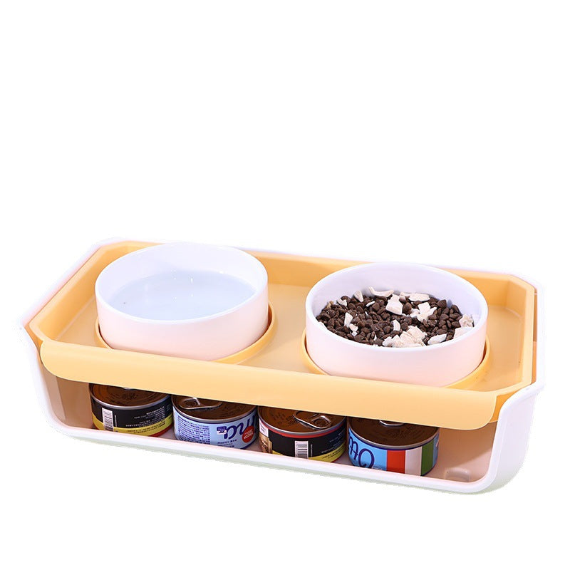 Plastic Dog Bowl Double Feeder Food and Water Basin 40x20x12cm