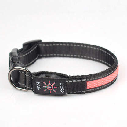 LED Light Up Nylon Mesh Dog Collar Adjustable 6
