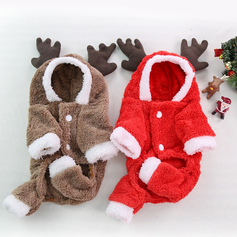 Thickened Warm Coral Fleece Dog Coat Christmas Costume 2