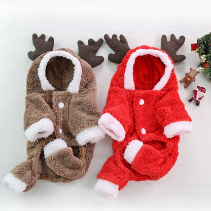 Thickened Warm Coral Fleece Dog Coat Christmas Costume 2