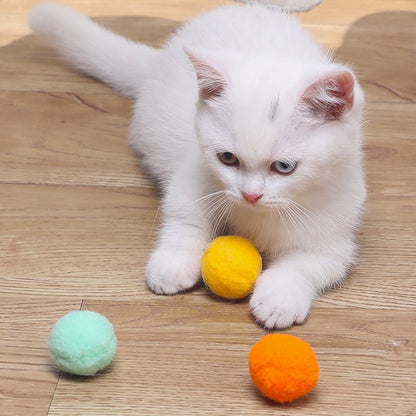 Plush Cat Toys Pompon Ball Set 12 Pack