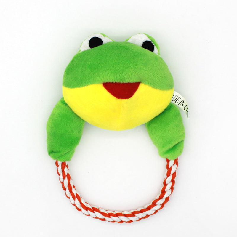 Cartoon Animal Head Plush Dog Toy Soft Rope Handle 5
