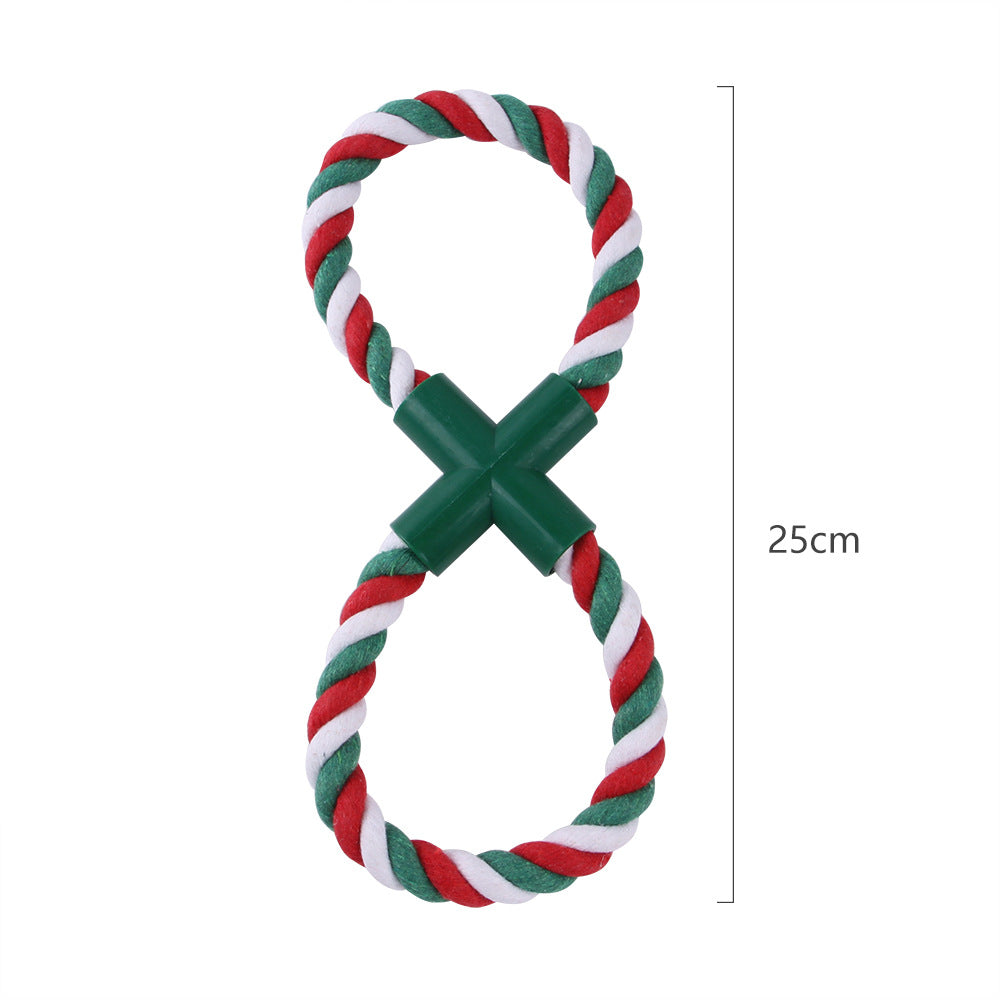 Cotton Dog Rope Toy Christmas Themed Durable Chew Toy 12