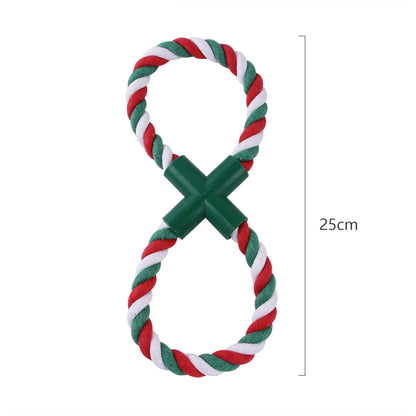Cotton Dog Rope Toy Christmas Themed Durable Chew Toy 12