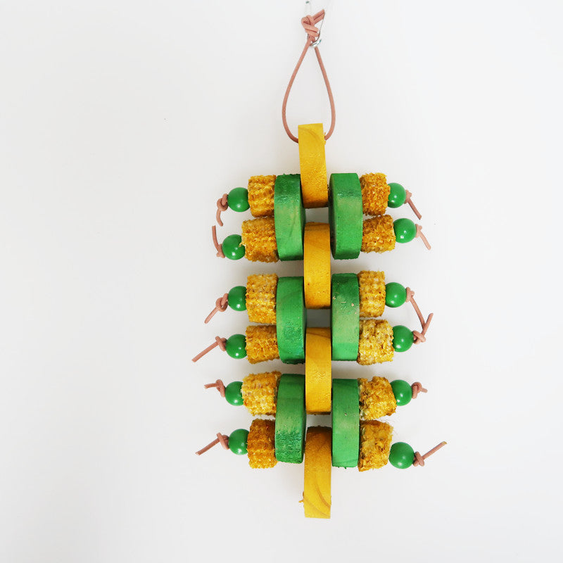 Wooden Corncob Parrot Chew Toy Building Blocks 13x30cm 3