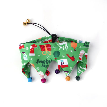 Cloth Dog Bandana Christmas Scarf with Bells Festive Accessory 7