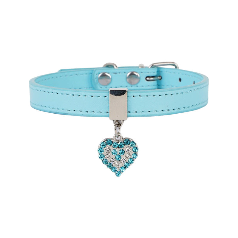 PU Dog Collar Heart Charm Adjustable XS S M Sizes 5