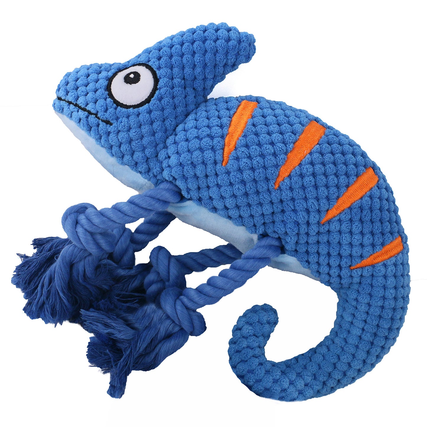 Plush Lizard Dog Toy with Rope Knots Durable Squeaky Soft 5