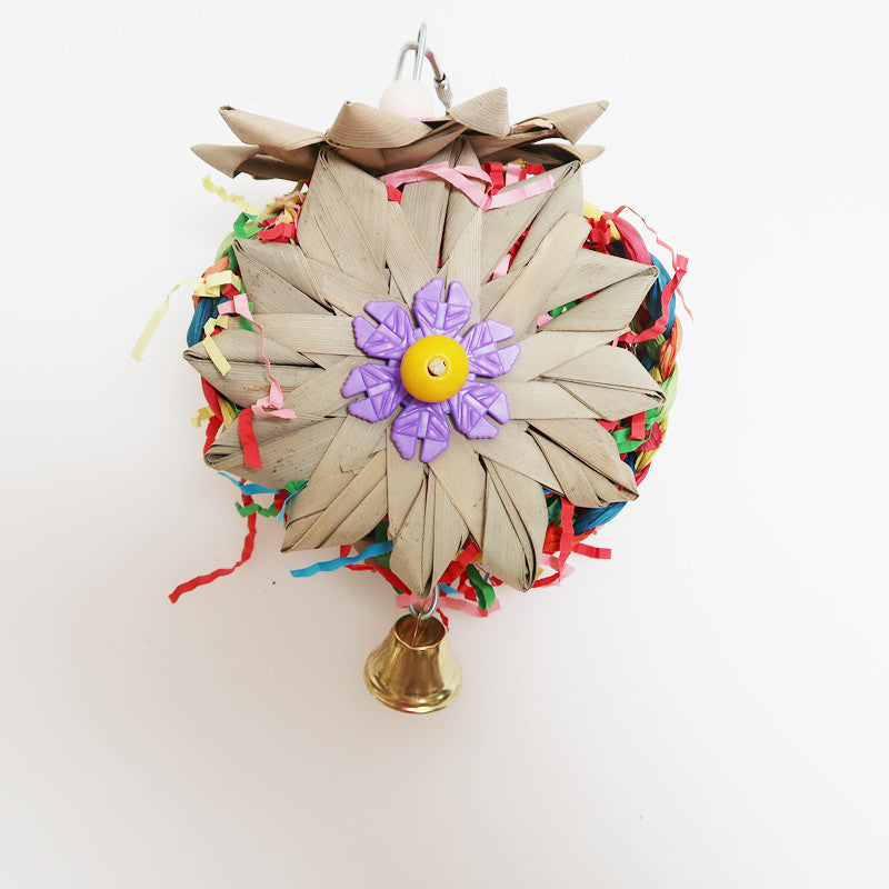 Hand-Knitted Palm Leaf Parrot Chew Toy Natural Materials 3