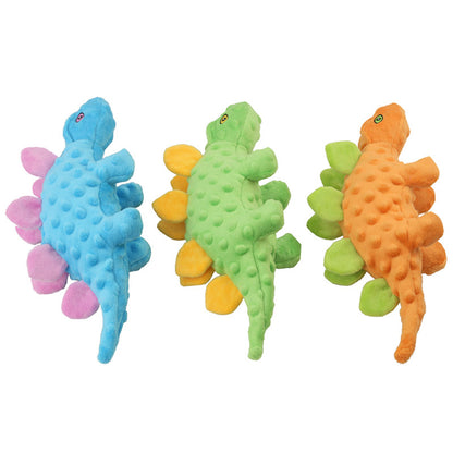 2-In-1 Plush Dog Toy Dinosaur Stegosaurus with Squeaky Spiky Ball 4