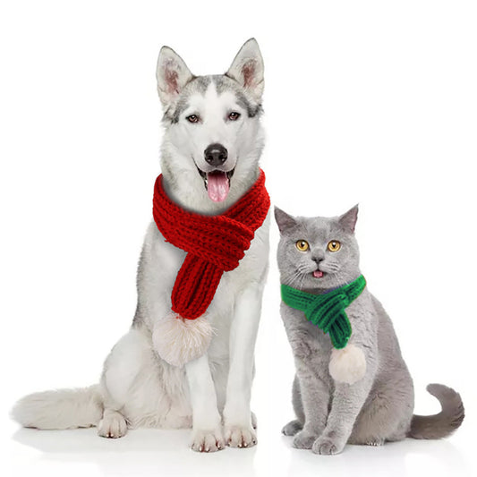 Knitted Dog Scarf Christmas Winter Apparel Soft Cozy
