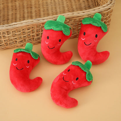 Plush Dog Toy Pepper Shape Soft Interactive Chew Toy 2