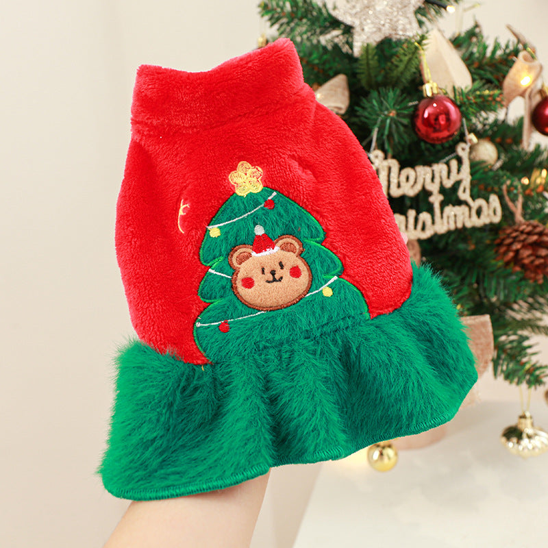 Christmas Tree Dog Costume Skirt Polyester Holiday Outfit 2