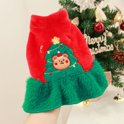 Christmas Tree Dog Costume Skirt Polyester Holiday Outfit 2