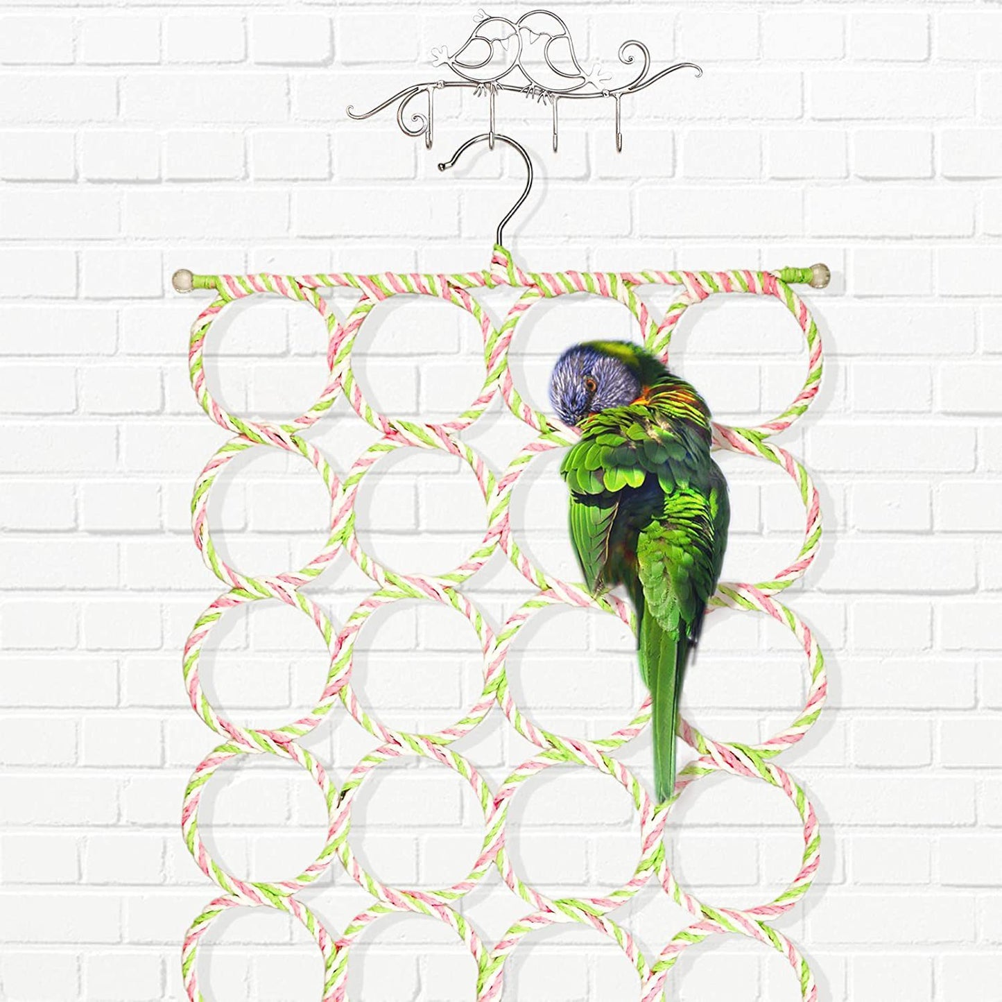 Cotton Rope Parrot Climbing Toy Hanging Net Circle 35x60cm 2