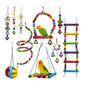 Wooden Parrot Toy Set Hanging Bird Cage Accessories 10 Pack