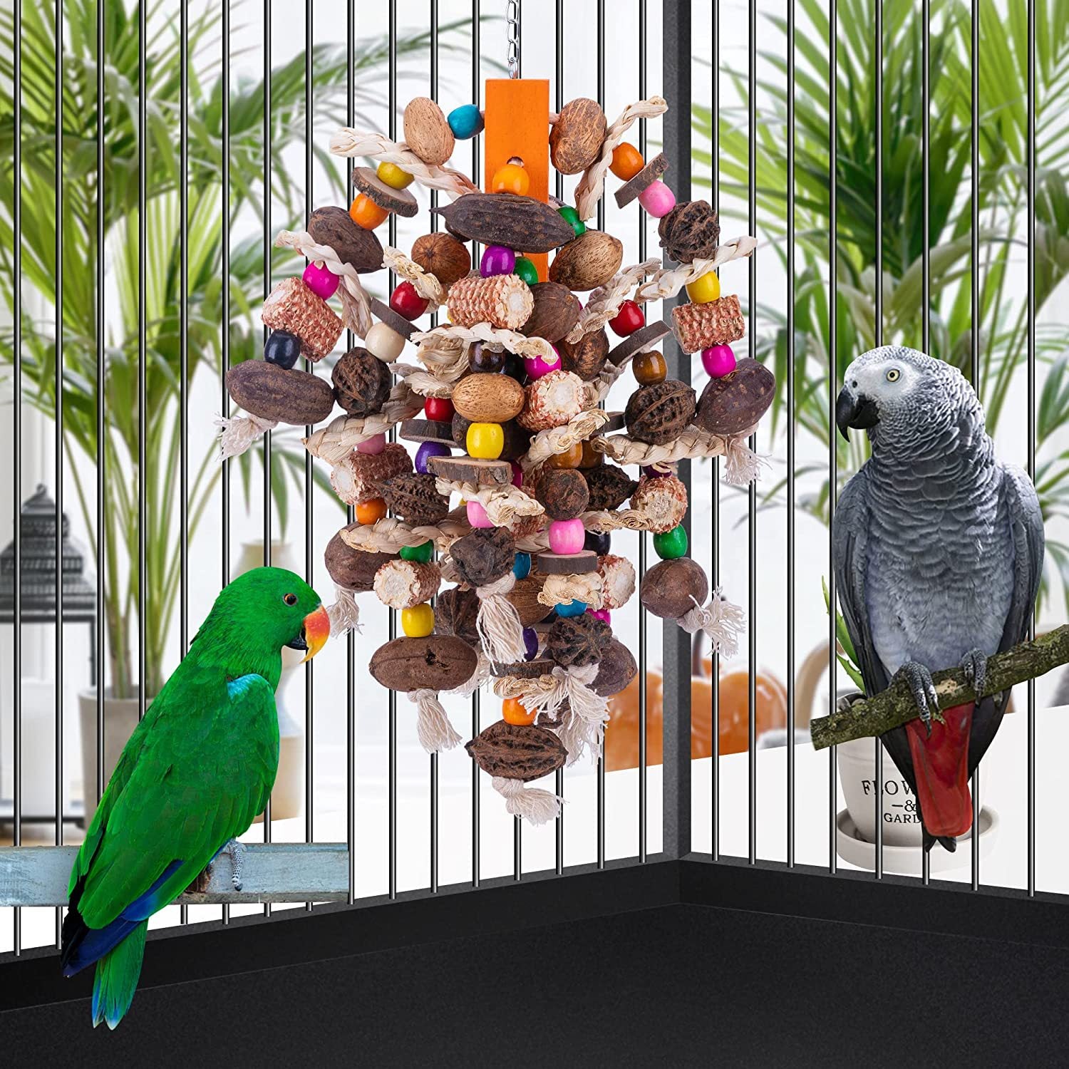 Wooden Parrot Chew Toy Fruit String Hanging Bird Cage Accessory 4