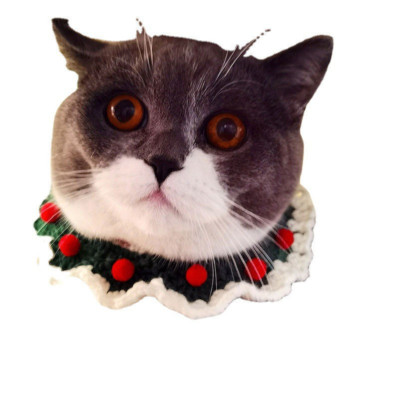 Handmade Knitted Cat Collar Christmas Scarf for Cats 5