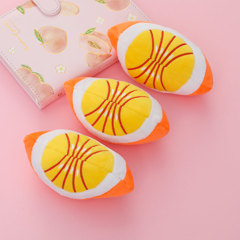 Squeaky Plush Dog Toy Orange Soft Durable 13.5x8cm 3