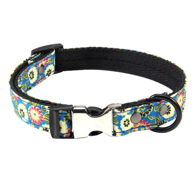 Polyester Floral Dog Collar Adjustable Small Medium Large 9