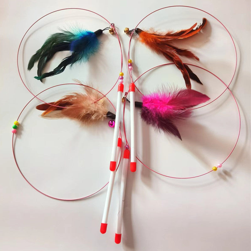 Interactive Cat Teaser Wand Toy Feather with Bell 2