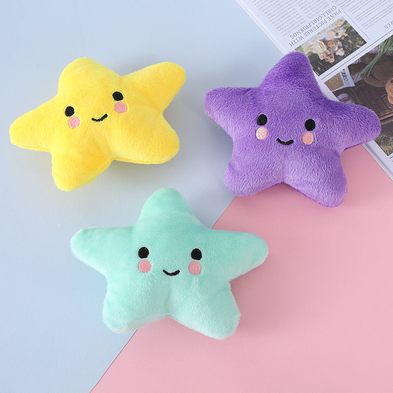 Five-Pointed Star Plush Dog Chew Toy with Squeaker 13x10cm 3