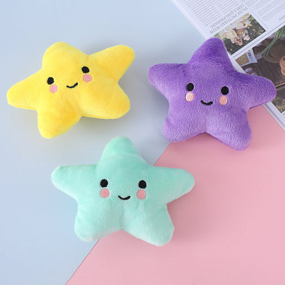 Five-Pointed Star Plush Dog Chew Toy with Squeaker 13x10cm 3