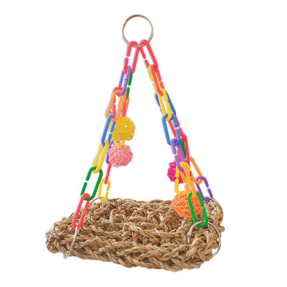 Straw Bird Hammock Hanging Resting Nest for Parrots 18x18x25cm 4