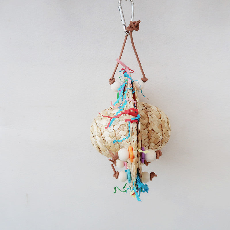 Woven Paper and Straw Parrot Chew Toy Hanging Cage Accessory 2