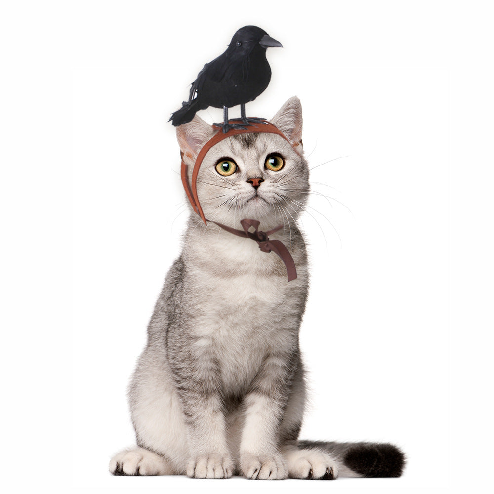Halloween Dog Costume Bird on Head Funny Pet Hat