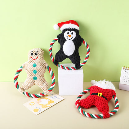 Plush Cotton String Dog Toy Christmas Holiday Design 2