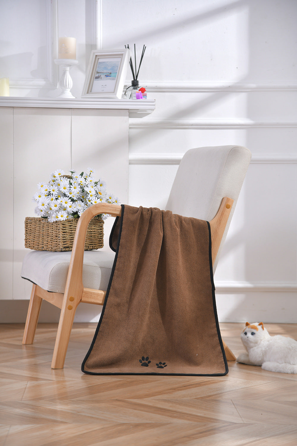 Quick Drying Microfiber Dog Bathrobe Absorbent Size 70x140cm 5