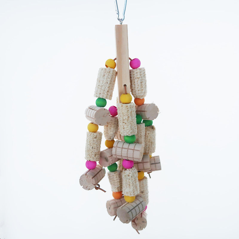 Wooden Corncob Parrot Chew Toy Hanging Large String 12 x 40cm
