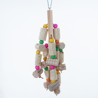 Wooden Corncob Parrot Chew Toy Hanging Large String 12 x 40cm