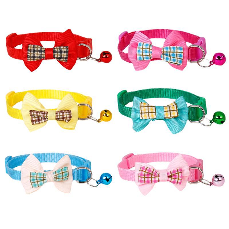 Polyester Dog Collar with Bow Adjustable 19 to 32 cm