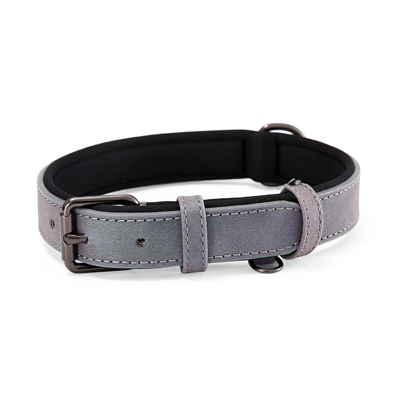 Reflective Artificial Leather Dog Collar Adjustable Sizes 9
